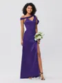 Sheath/Column Charmeuse Ruched One-Shoulder Sleeveless Floor-Length Bridesmaid Dresses