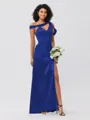 Sheath/Column Charmeuse Ruched One-Shoulder Sleeveless Floor-Length Bridesmaid Dresses