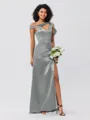 Sheath/Column Charmeuse Ruched One-Shoulder Sleeveless Floor-Length Bridesmaid Dresses