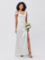 Sheath/Column Charmeuse Ruched One-Shoulder Sleeveless Floor-Length Bridesmaid Dresses