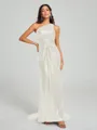 Sheath/Column One-Shoulder Sweep/Brush Train Sleeveless Sequins Bridesmaid Dress