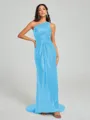 Sheath/Column One-Shoulder Sweep/Brush Train Sleeveless Sequins Bridesmaid Dress