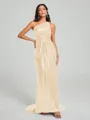 Sheath/Column One-Shoulder Sweep/Brush Train Sleeveless Sequins Bridesmaid Dress