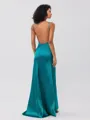 Sheath/Column Charmeuse Ruched Scoop Sleeveless Sweep/Brush Train Bridesmaid Dresses
