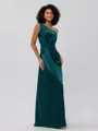 Sheath/Column Silk Like Satin Ruched One-Shoulder Sleeveless Floor-Length Bridesmaid Dresses