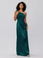 Sheath/Column Silk Like Satin Ruched One-Shoulder Sleeveless Floor-Length Bridesmaid Dresses