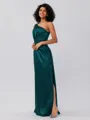 Sheath/Column Silk Like Satin Ruched One-Shoulder Sleeveless Floor-Length Bridesmaid Dresses