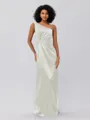 Sheath/Column Silk Like Satin Ruched One-Shoulder Sleeveless Floor-Length Bridesmaid Dresses