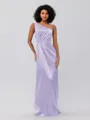 Sheath/Column Silk Like Satin Ruched One-Shoulder Sleeveless Floor-Length Bridesmaid Dresses