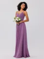A-Line/Princess Chiffon Ruched V-neck Sleeveless Floor-Length Bridesmaid Dresses