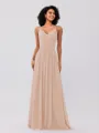 A-Line/Princess Chiffon Ruched V-neck Sleeveless Floor-Length Bridesmaid Dresses