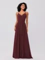 A-Line/Princess Chiffon Ruched V-neck Sleeveless Floor-Length Bridesmaid Dresses