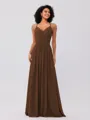 A-Line/Princess Chiffon Ruched V-neck Sleeveless Floor-Length Bridesmaid Dresses