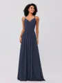A-Line/Princess Chiffon Ruched V-neck Sleeveless Floor-Length Bridesmaid Dresses