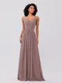 A-Line/Princess Chiffon Ruched V-neck Sleeveless Floor-Length Bridesmaid Dresses