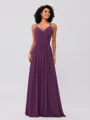A-Line/Princess Chiffon Ruched V-neck Sleeveless Floor-Length Bridesmaid Dresses
