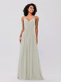 A-Line/Princess Chiffon Ruched V-neck Sleeveless Floor-Length Bridesmaid Dresses