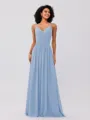 A-Line/Princess Chiffon Ruched V-neck Sleeveless Floor-Length Bridesmaid Dresses