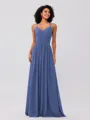 A-Line/Princess Chiffon Ruched V-neck Sleeveless Floor-Length Bridesmaid Dresses