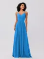 A-Line/Princess Chiffon Ruched V-neck Sleeveless Floor-Length Bridesmaid Dresses