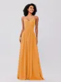 A-Line/Princess Chiffon Ruched V-neck Sleeveless Floor-Length Bridesmaid Dresses
