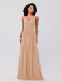 A-Line/Princess Chiffon Ruched V-neck Sleeveless Floor-Length Bridesmaid Dresses