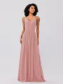 A-Line/Princess Chiffon Ruched V-neck Sleeveless Floor-Length Bridesmaid Dresses