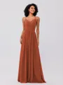 A-Line/Princess Chiffon Ruched V-neck Sleeveless Floor-Length Bridesmaid Dresses