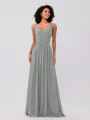 A-Line/Princess Chiffon Ruched V-neck Sleeveless Floor-Length Bridesmaid Dresses