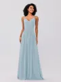 A-Line/Princess Chiffon Ruched V-neck Sleeveless Floor-Length Bridesmaid Dresses