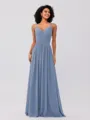 A-Line/Princess Chiffon Ruched V-neck Sleeveless Floor-Length Bridesmaid Dresses