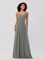 A-Line/Princess Chiffon Ruched V-neck Sleeveless Floor-Length Bridesmaid Dresses
