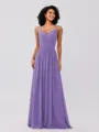 A-Line/Princess Chiffon Ruched V-neck Sleeveless Floor-Length Bridesmaid Dresses