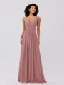 A-Line/Princess Chiffon Ruched V-neck Sleeveless Floor-Length Bridesmaid Dresses