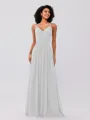 A-Line/Princess Chiffon Ruched V-neck Sleeveless Floor-Length Bridesmaid Dresses