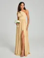 A-Line/Princess One-Shoulder Floor-Length Sleeveless Jersey Bridesmaid Dress