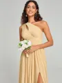 A-Line/Princess One-Shoulder Floor-Length Sleeveless Jersey Bridesmaid Dress