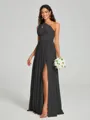 A-Line/Princess One-Shoulder Floor-Length Sleeveless Jersey Bridesmaid Dress