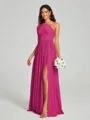 A-Line/Princess One-Shoulder Floor-Length Sleeveless Jersey Bridesmaid Dress