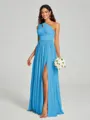 A-Line/Princess One-Shoulder Floor-Length Sleeveless Jersey Bridesmaid Dress