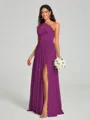 A-Line/Princess One-Shoulder Floor-Length Sleeveless Jersey Bridesmaid Dress