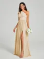 A-Line/Princess One-Shoulder Floor-Length Sleeveless Jersey Bridesmaid Dress