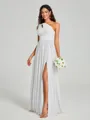 A-Line/Princess One-Shoulder Floor-Length Sleeveless Jersey Bridesmaid Dress