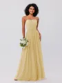A-Line/Princess Chiffon Ruffles Strapless Sleeveless Floor-Length Bridesmaid Dresses