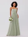 A-Line/Princess Chiffon Ruffles Strapless Sleeveless Floor-Length Bridesmaid Dresses