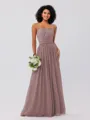 A-Line/Princess Chiffon Ruffles Strapless Sleeveless Floor-Length Bridesmaid Dresses