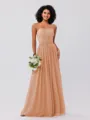 A-Line/Princess Chiffon Ruffles Strapless Sleeveless Floor-Length Bridesmaid Dresses