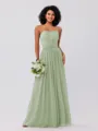 A-Line/Princess Chiffon Ruffles Strapless Sleeveless Floor-Length Bridesmaid Dresses