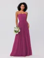 A-Line/Princess Chiffon Ruffles Strapless Sleeveless Floor-Length Bridesmaid Dresses