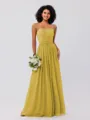 A-Line/Princess Chiffon Ruffles Strapless Sleeveless Floor-Length Bridesmaid Dresses